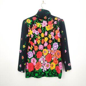 Vintage 70s Made in USA Floral Mock Turtleneck Small/Medium